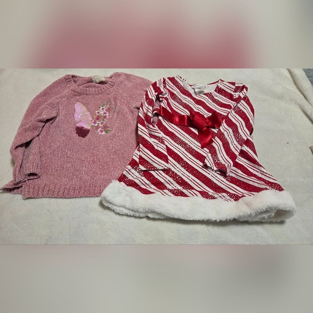 Girl's 6 -6X Lot Of 2 Pieces Bonnie Jean Red White Top Btween Pink  Sweeter Lslv